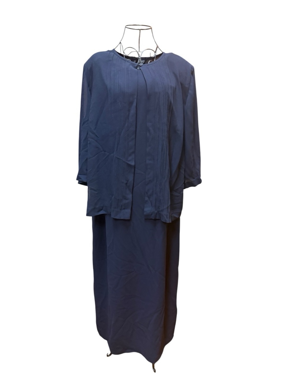 Cynthia Howie Classic Navy Skirt Set - Elegant Two-Piece 18W